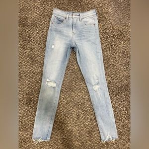 Express skinny mid-rise light wash jeans